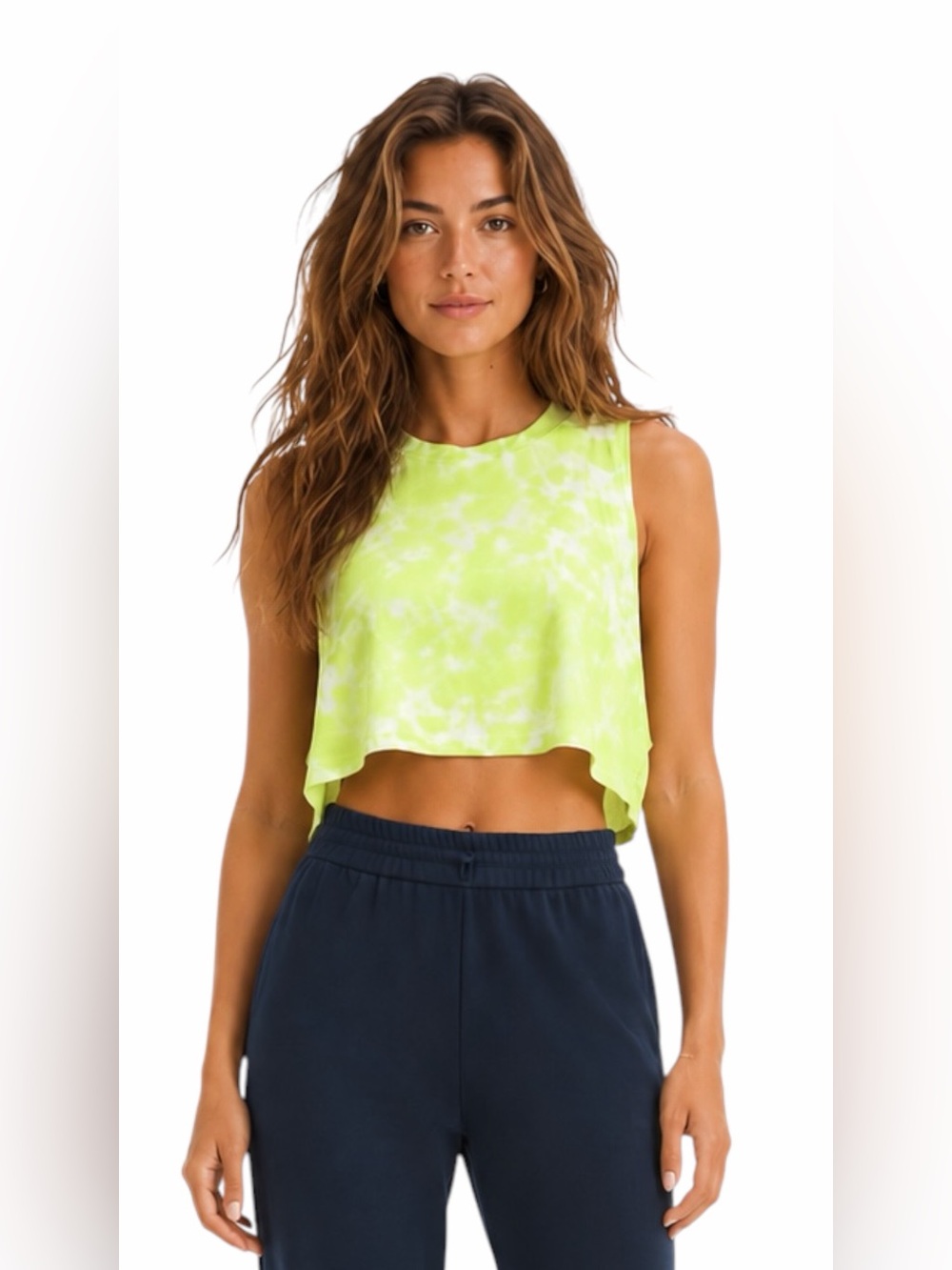 Lululemon – All Yours Cropped Cotton Tie Dye Tank Top Eccentric Lime – Sz. 6